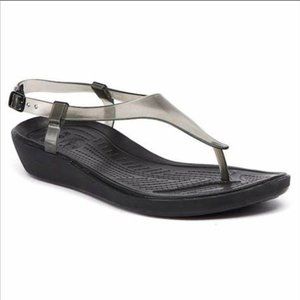 Crocs Women's Black Really Sexi T Strap Sandals Shoes Size 8
